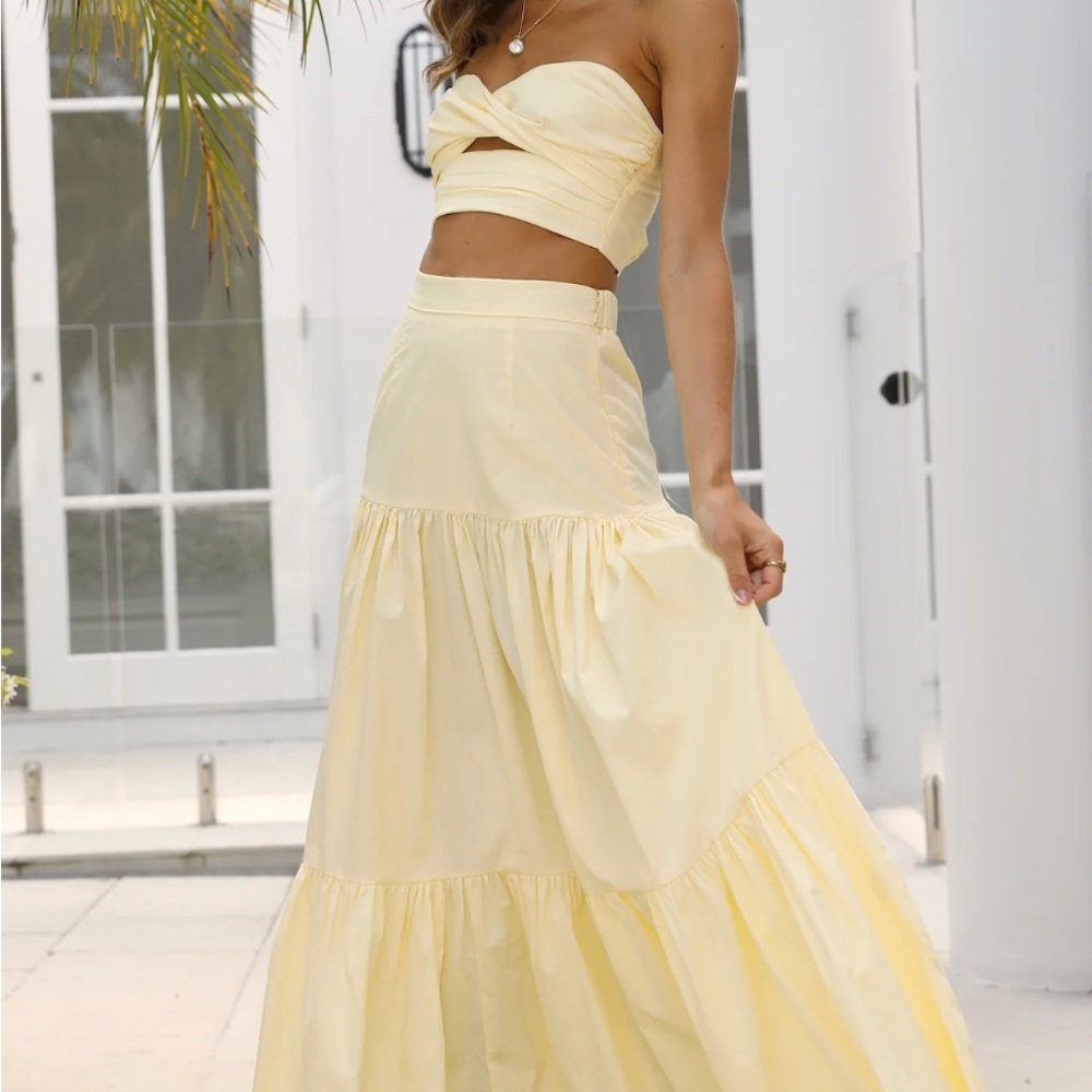 Elegant Yellow Maxi Skirt and top set